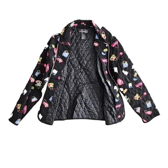 Requirements Women's Jacket Petite PM Black Quilted Purses Zipper Pockets - Picture 2 of 13